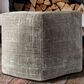 LR Home 18" Square Pouf in Gray and Beige, , large