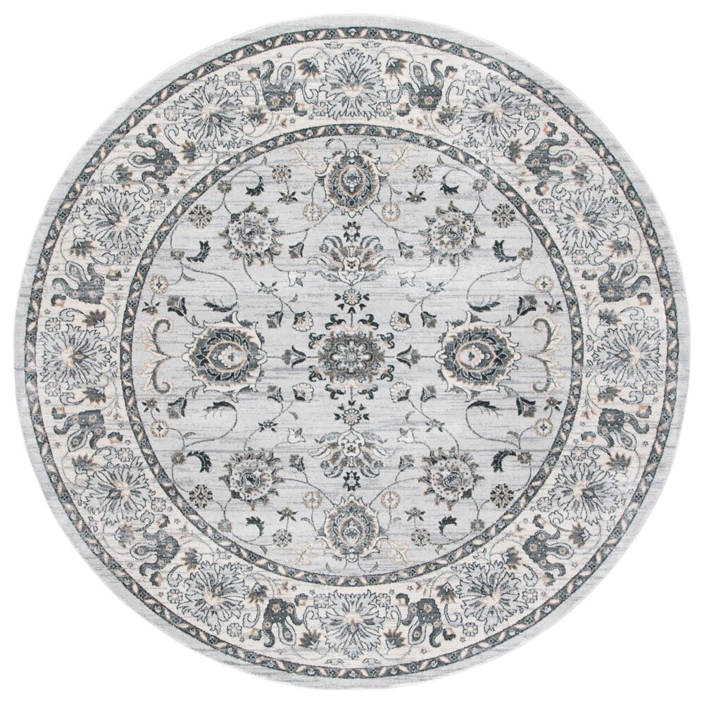 Safavieh Isabella 6"7" Round Light Gray and Cream Area Rug, , large