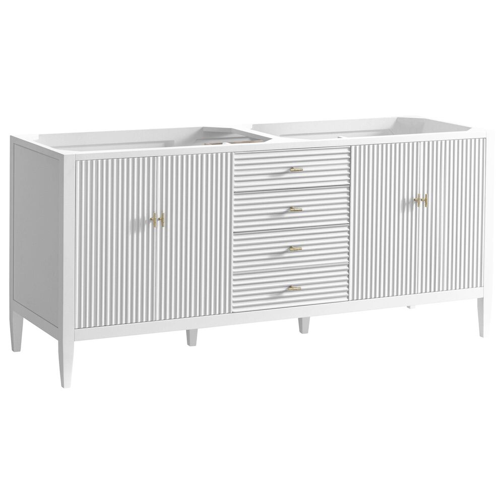James Martin Vanities Myrrin 72" Double Vanity in Bright White with 3 cm Victorian Silver Quartz Top, , large