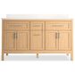 Kohler Hadron 60" Double Bathroom Vanity in Light Oak with 3 cm Bianco Bella Quartz Top and Oval Sinks, , large