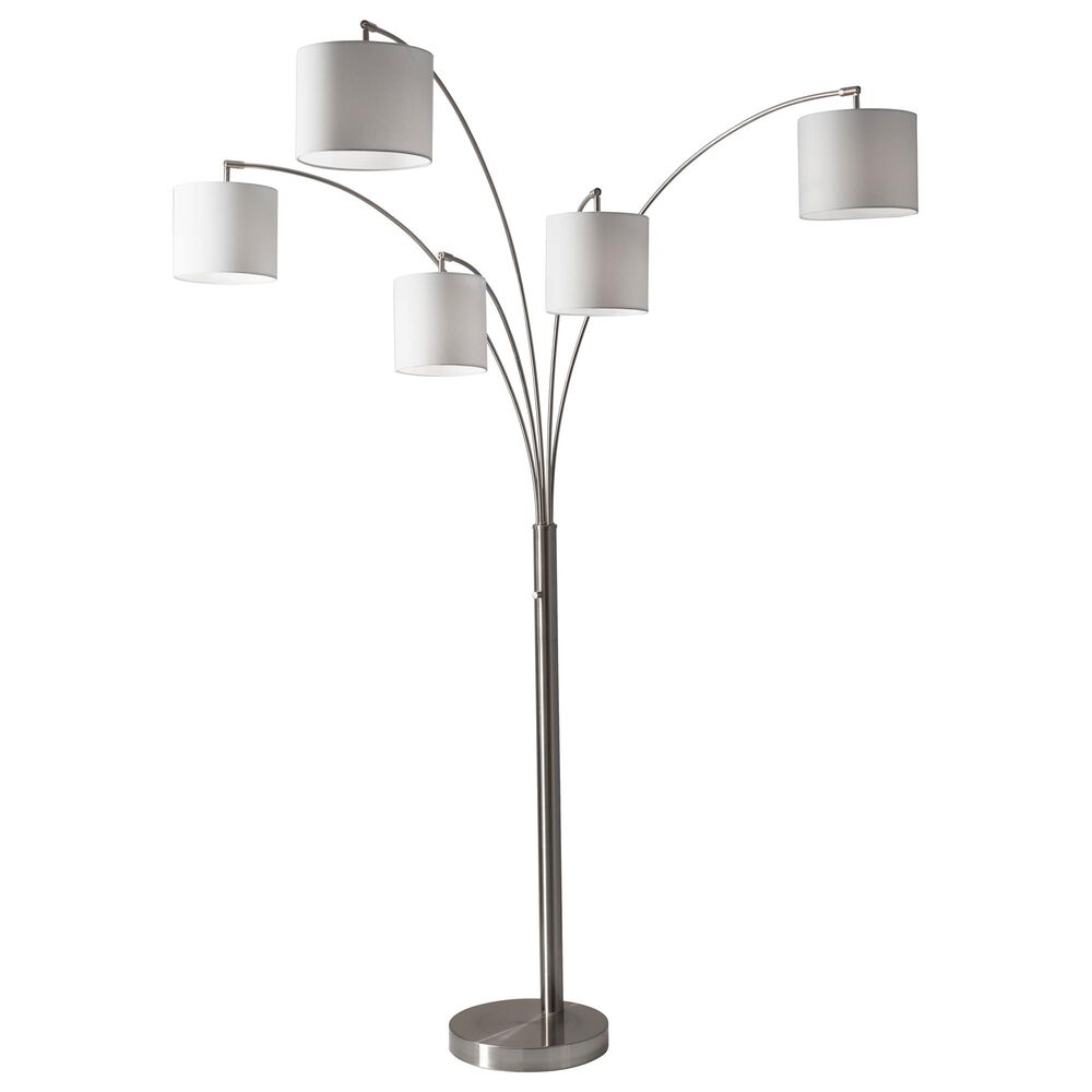 Adesso Trinity 5-Arm Arc Lamp in Brushed Steel, , large