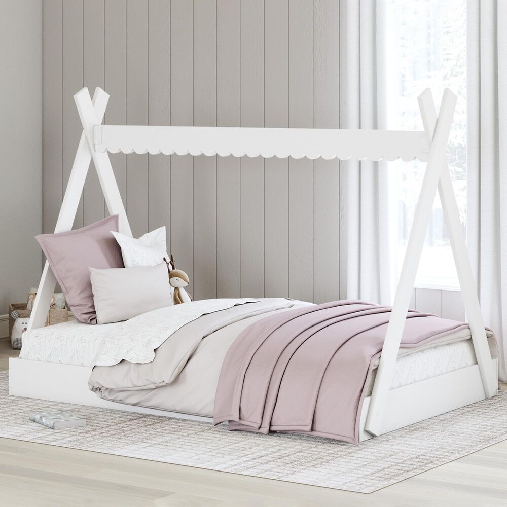 Ashley Hallityn Full Tent Floor Bed in Matte White, , large