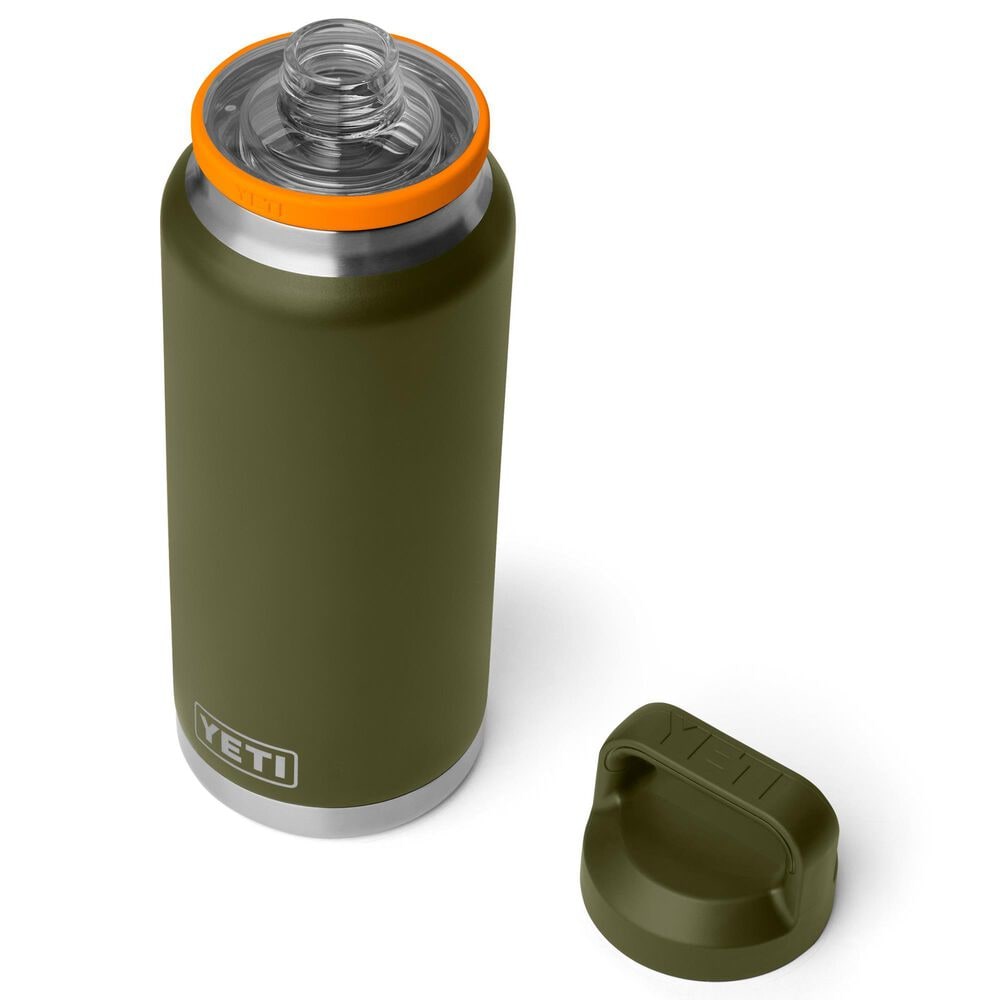 YETI Rambler 36 Oz Water Bottle with Color-Blocked Chug Cap in Olive and King Crab Orange, , large