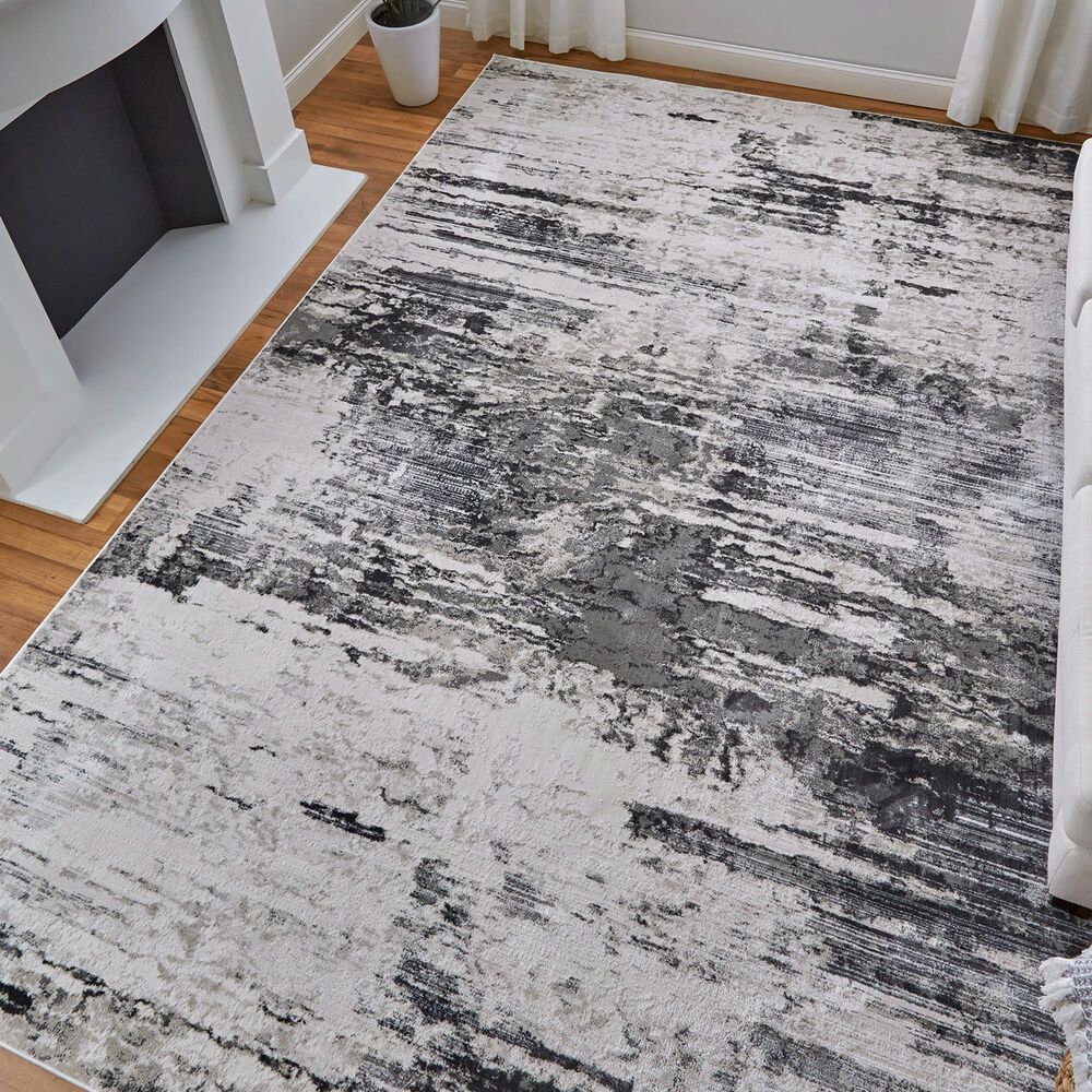 Feizy Prasad 8&#39; x 11&#39; Ivory and Charcoal Area Rug, , large