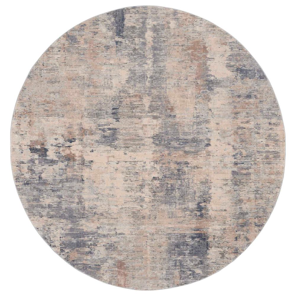 Nourison Rustic Textures 7"10" Round Grey and Beige Area Rug, , large