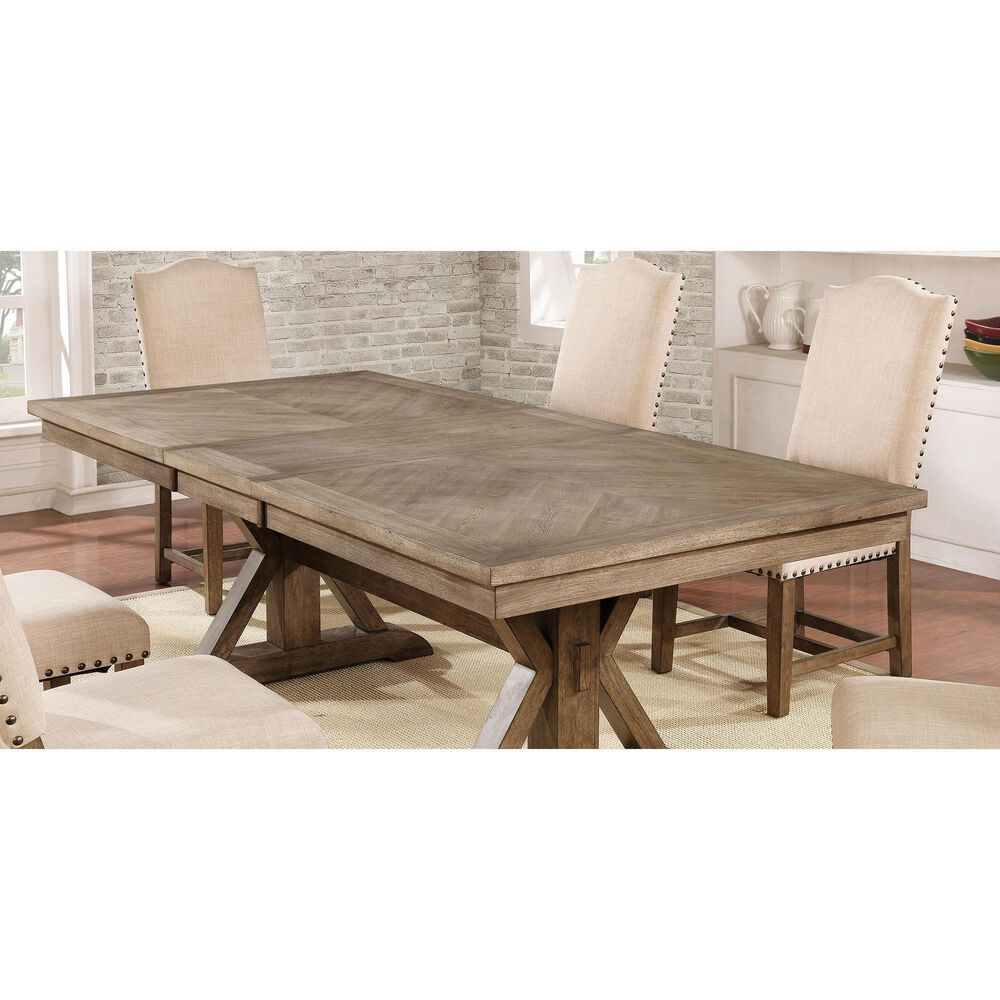 Furniture of America Chaney Dining Table in Light Oak | NFM
