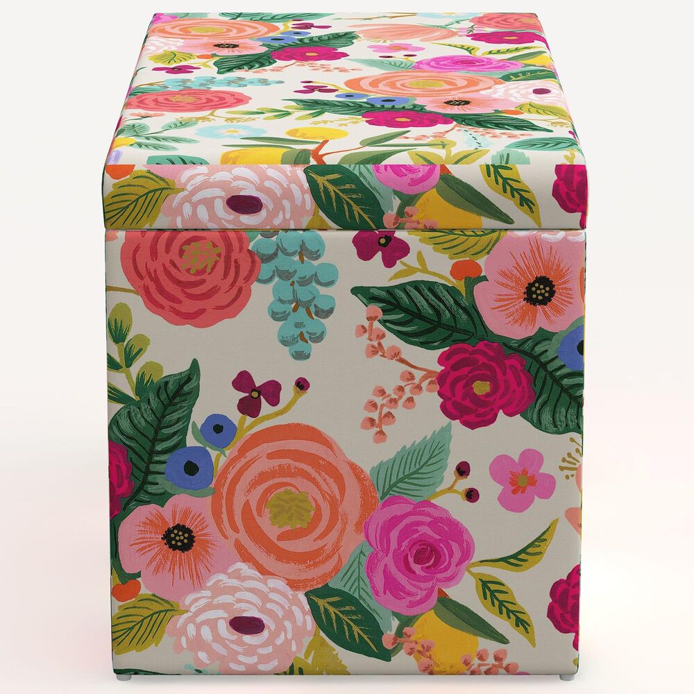 Rifle Paper Co Crafted by Cloth &amp; Company Willie Storage Bench in Garden Party, , large