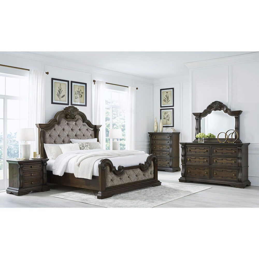 Millenium Queen Upholstered Bed in Dark Brown, , large