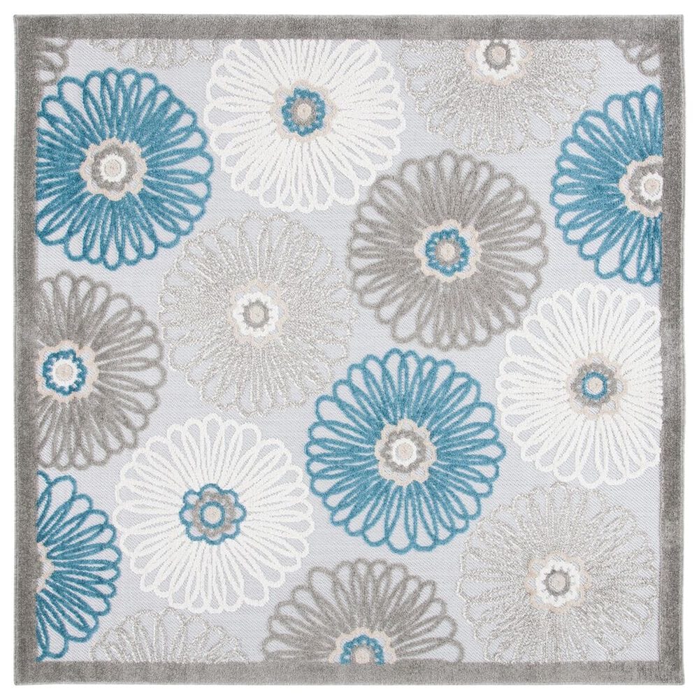 Safavieh Cabana CBN676B 6"7" Square Beige and Blue Indoor/Outdoor Area Performance Rug, , large
