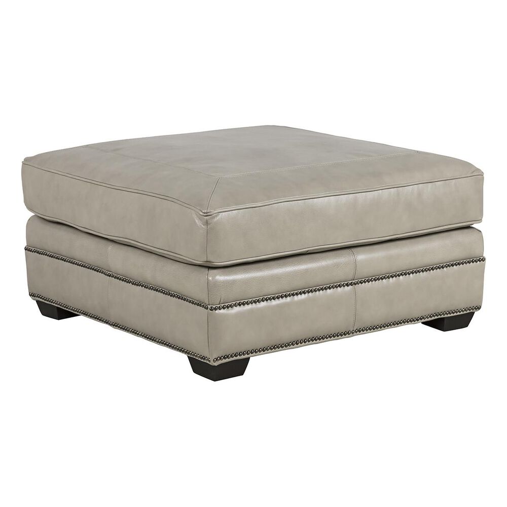 Bernhardt Grandview Leather Cocktail Ottoman in Gray, , large