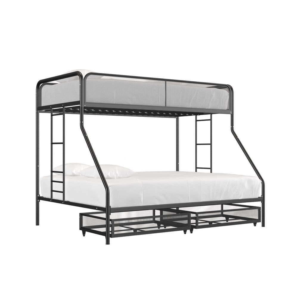 DHP Jaxon Twin over Full Bunk Bed with 2 Storage Drawers in Black, , large