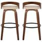 LumiSource Grotto 30" Swivel Barstool with Cream Faux Leather Upholstery in Walnut and Black (Set of 2), , large