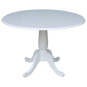 International Concepts 42" Modern Farmhouse Casual Round Drop Leaf Dining Table in White, , large