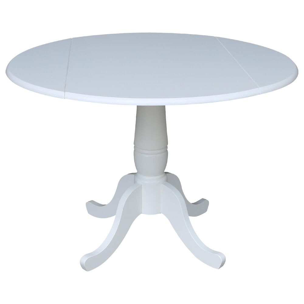 International Concepts 42" Modern Farmhouse Casual Round Drop Leaf Dining Table in White, , large