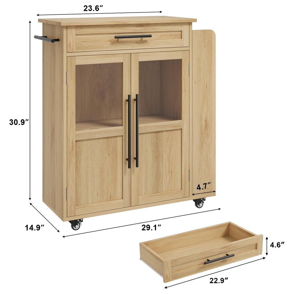 GARVEE Kitchen Island Cart with Storage in Natural, , large