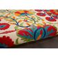 Nourison Aloha Floral 6" x 9" Red and Multicolor Indoor/Outdoor Area Rug, , large