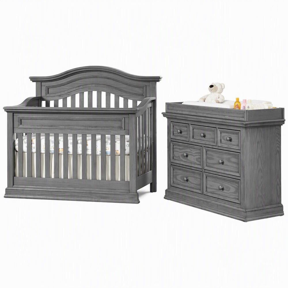 Oxford Baby Glenbrook 3- Piece Nursery Set with 4- In- 1 Crib, Dresser and Changer Top in Graphite Gray, , large
