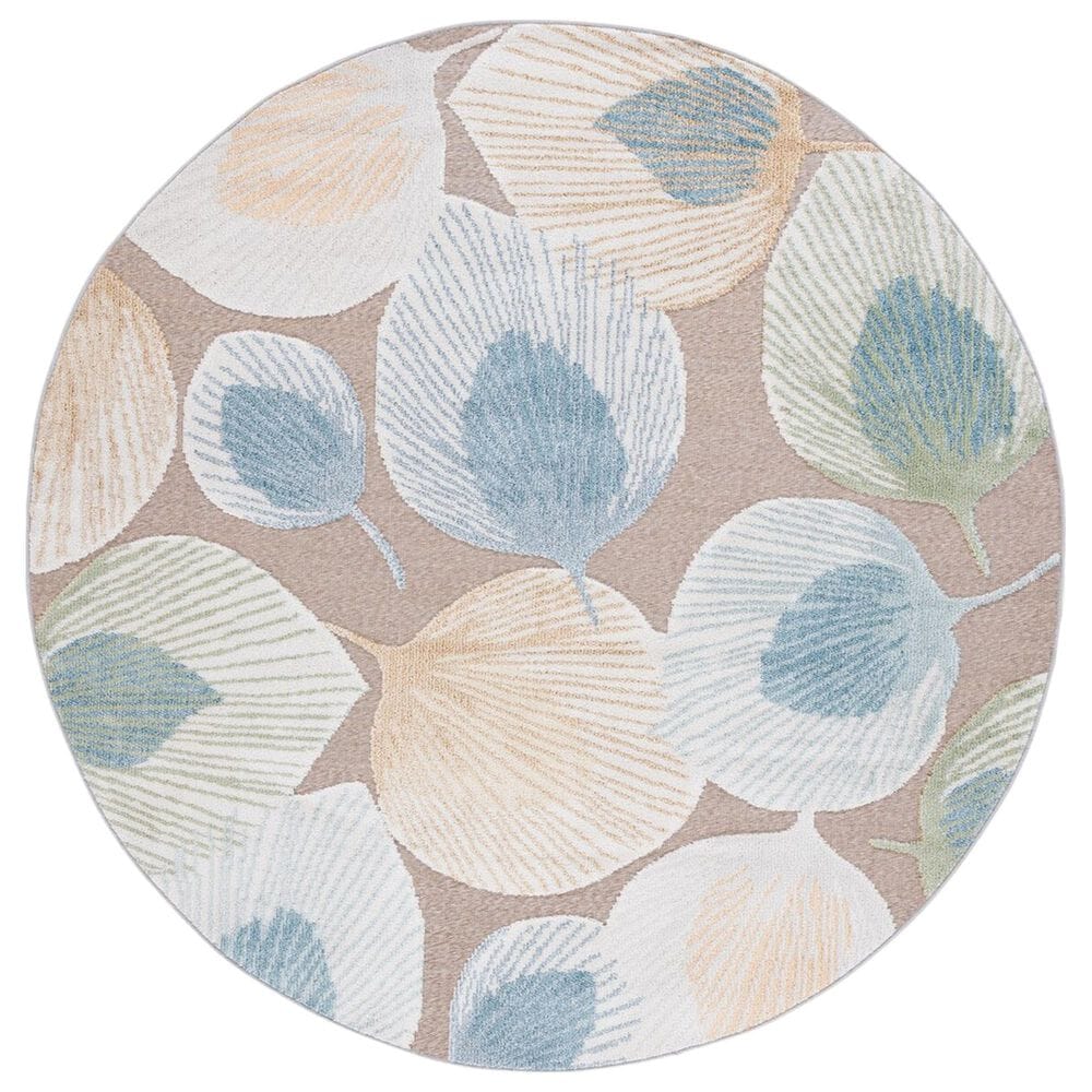 Safavieh Sarasota 6"7" Round Grey and Brown Indoor/Outdoor Area Rug, , large
