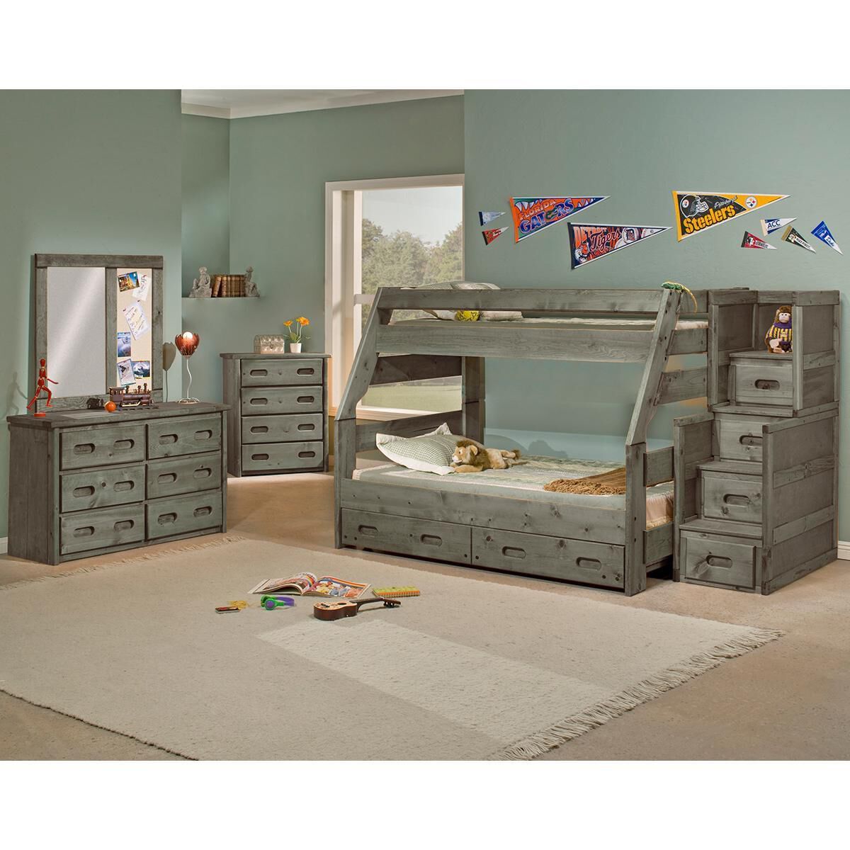 Timber Point Bunkhouse Stairway 4 Drawer Chest in Driftwood Gray
