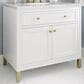 James Martin Vanities Chicago 36" Single Bathroom Vanity in Glossy White with 3 cm Ethereal Noctis Quartz Top and Rectangular Sink, , large