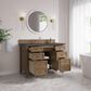 James Martin Brittany 48" Single Bathroom Vanity in Pecan with 3 cm Parisien Bleu Silestone Top and Rectangular Sink, , large