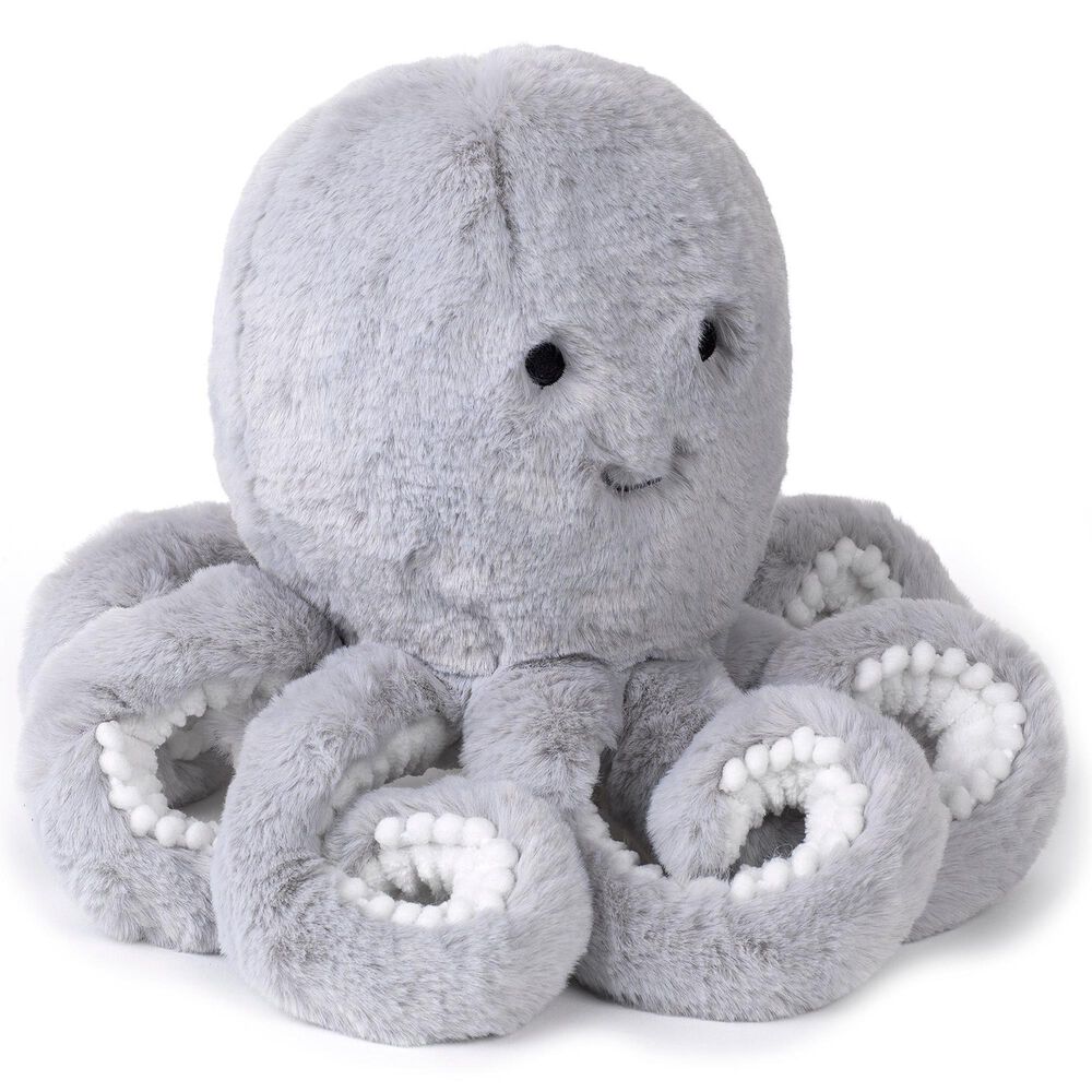 Lambs and Ivy Ocean Blue Plush Gray Octopus Stuffed Animal in Gray, , large