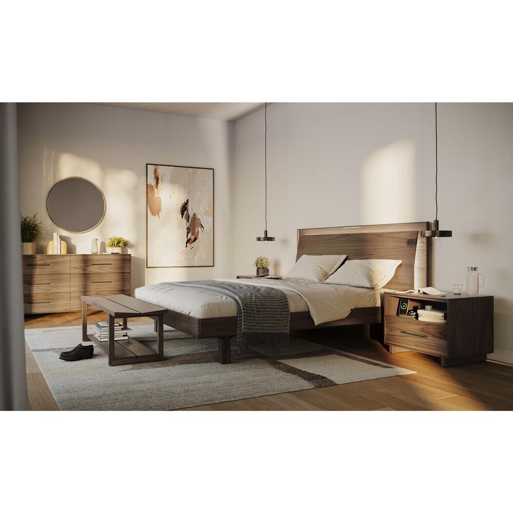 BDI Kava King Platform Bed in Natural Walnut with Lighting and USB Ports
, , large