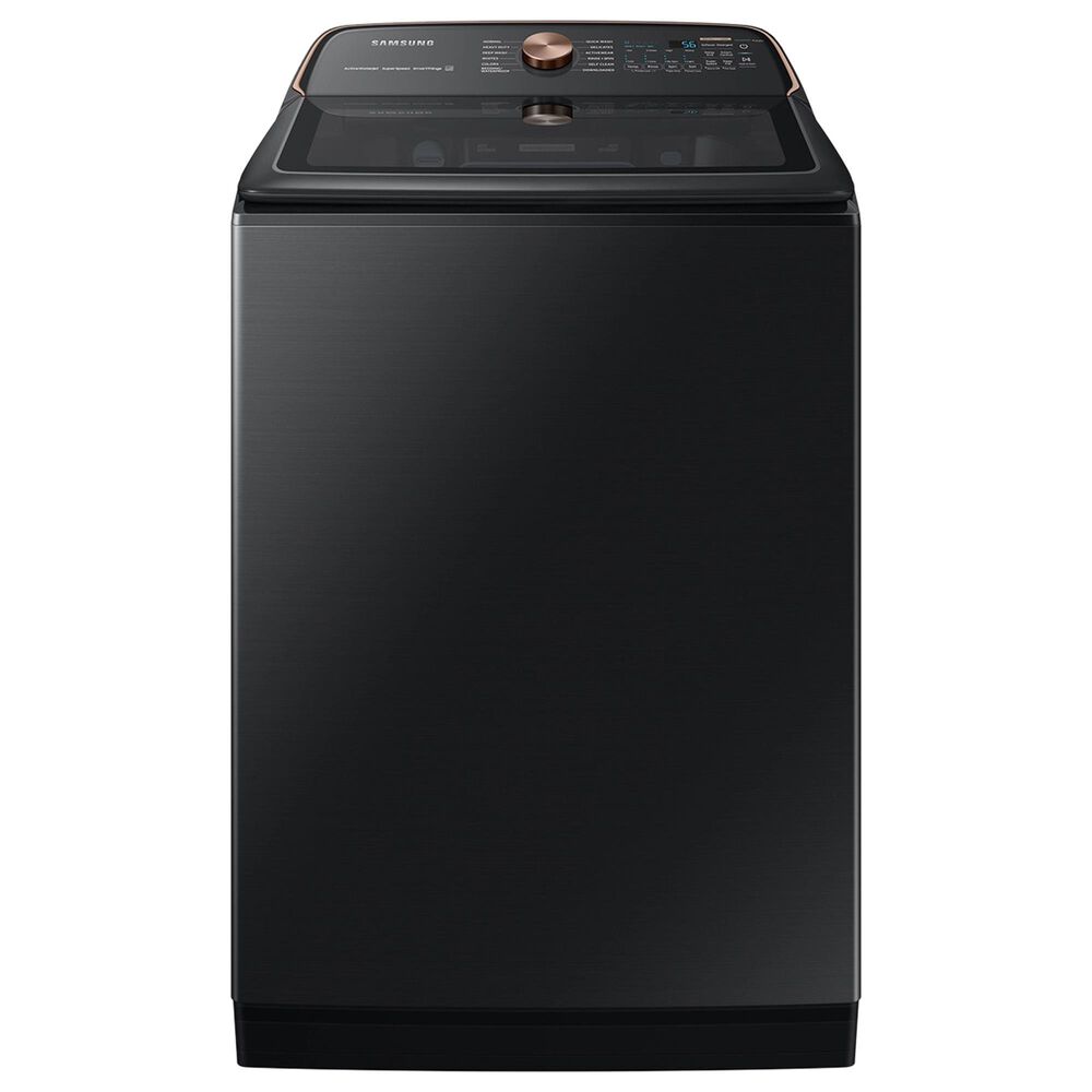 Samsung 5.5 Cu. Ft. Smart Top Load Impeller Washer and 7.4 Cu. Ft. Electric Dryer in Brushed Black, , large