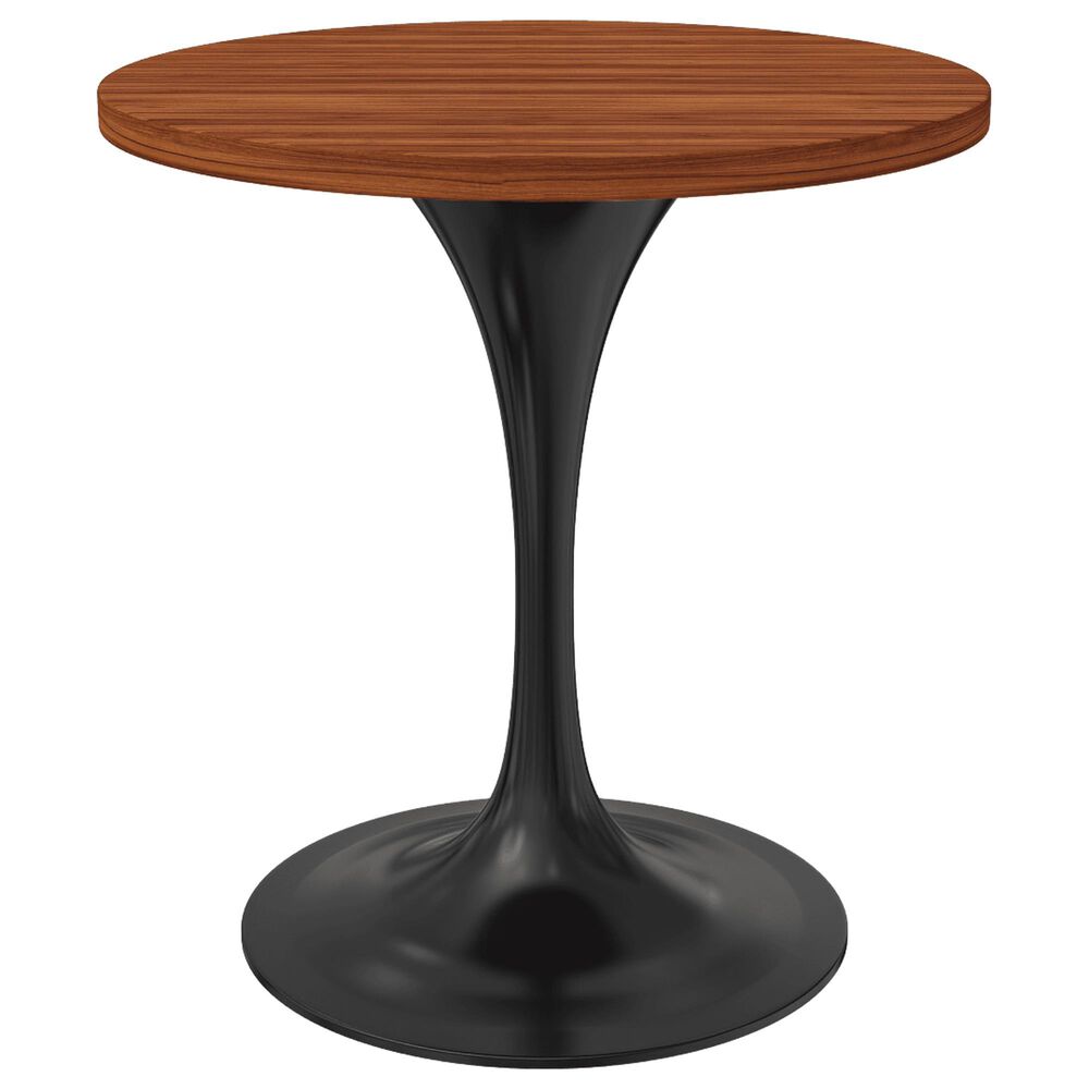 Leisuremod LeisureMod Verve Collection 27 Round Dining Table, Black Base with Cognac Brown MDF Top, , large