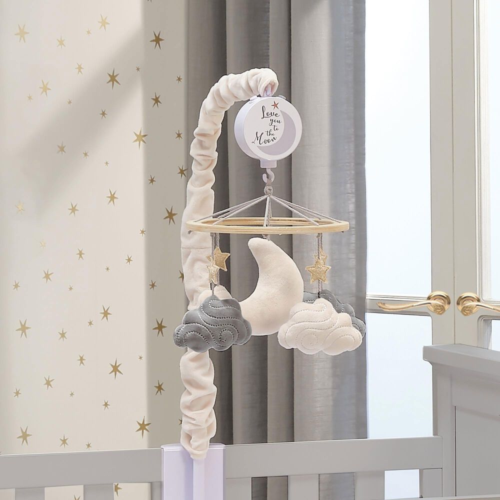Lambs and Ivy Goodnight Moon Musical Baby Crib Mobile Soother Toy in White, Gray and Copper, , large