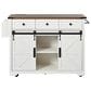 HOMLUX 54" Kitchen Island with Sliding Barn Door in White, , large