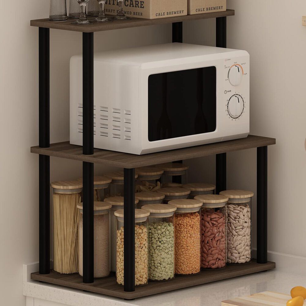 HOMLUX Turn-N-Tube 3-Tier Toolless Kitchen Storage Shelf in Columbia Walnut and Black, , large