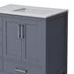 Lexora Home Jacques 36" Right Offset Single Bathroom Vanity in Dark Grey with 2 cm White Quartz Top and Rectangular Sink, , large