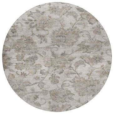 Dalyn Rug Company Silk Road Linen, Ivory, Taupe, Beige and Silver 8" Round Area Rug, , large