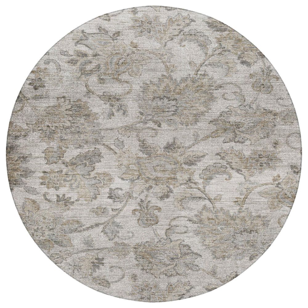Dalyn Rug Company Silk Road Linen, Ivory, Taupe, Beige and Silver 8" Round Area Rug, , large
