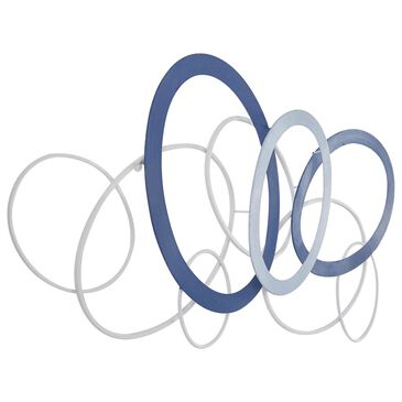 Maple and Jade 22" x 43" Geometric Overlapping Oval Wall Decor in Matte Blue and White, , large