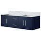Lexora Home Geneva 60" Double Bathroom Vanity in Navy Blue with 2 cm White Carrara Marble Top and Rectangular Sinks, , large