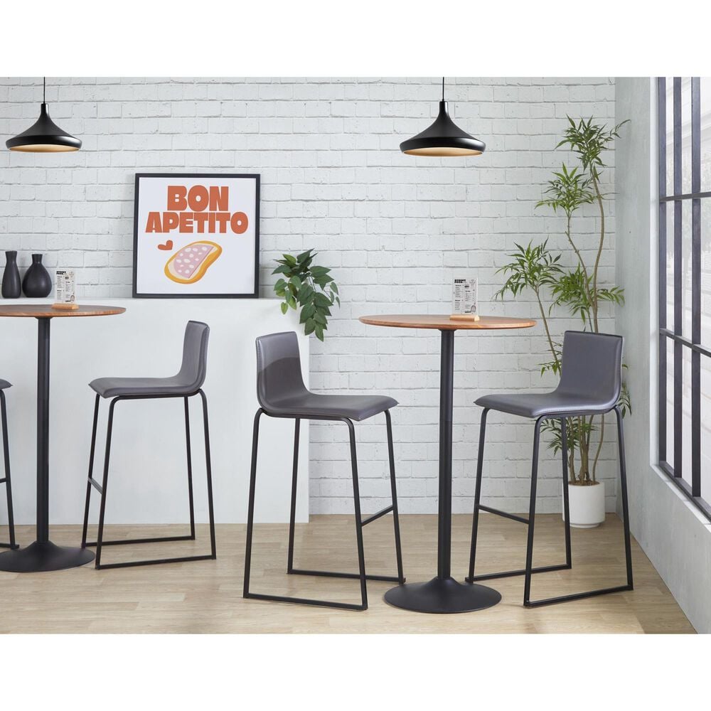 Lumisource Mara Barstool with Grey Cushion in Black &#40;Set of 2&#41;, , large