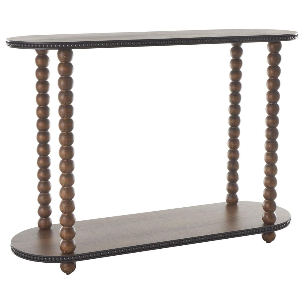 Maple and Jade Oval Spindle Console Table in Brown, , large