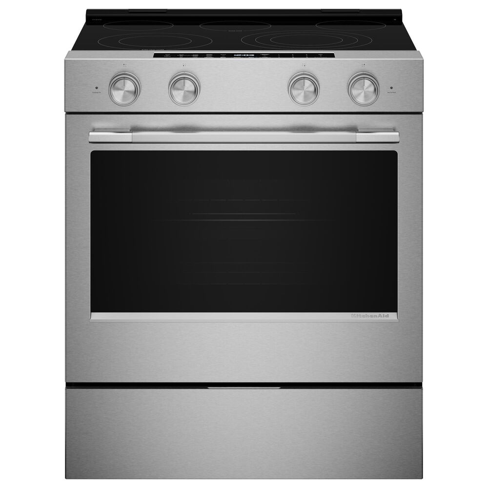 KitchenAid 2-Piece Kitchen Package with 30" Slide-In Smart Electric Range and 30" Over-the-Range Microwave Oven in PrintShield Stainless Steel, , large