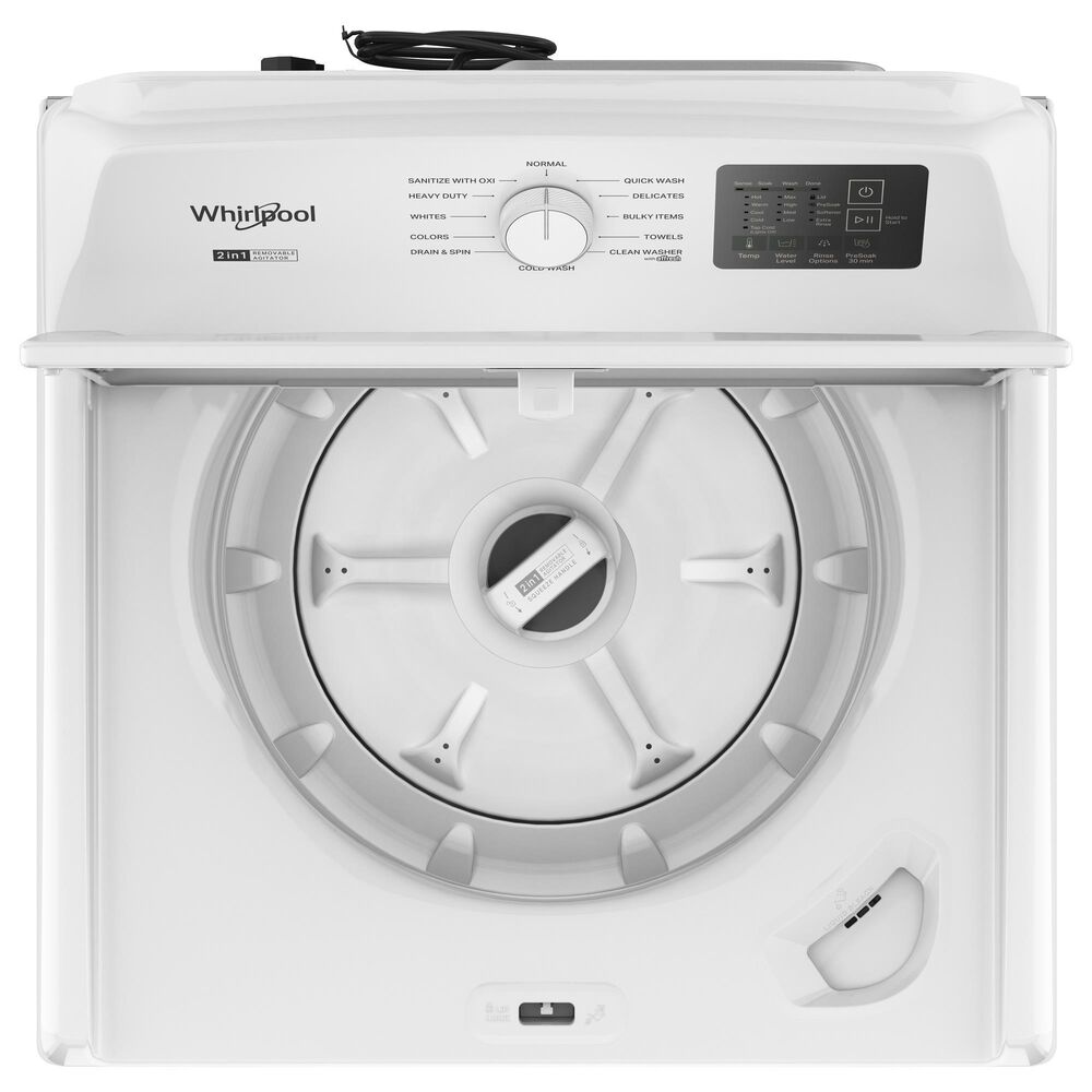 WHIRLPOOL 4.3 Cu. Ft. Top Load Agitator Washer and 7.0 Cu. Ft. Gas Front Load Dryer Laundry Pair in White, , large