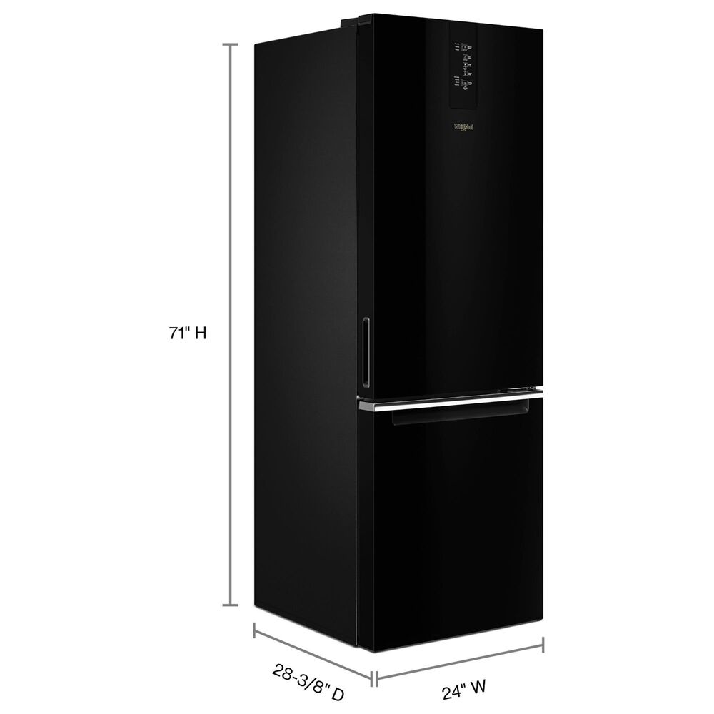 Whirlpool 12.9 Cu. Ft. Counter-Depth Wide Bottom-Freezer Refrigerator in Black, , large