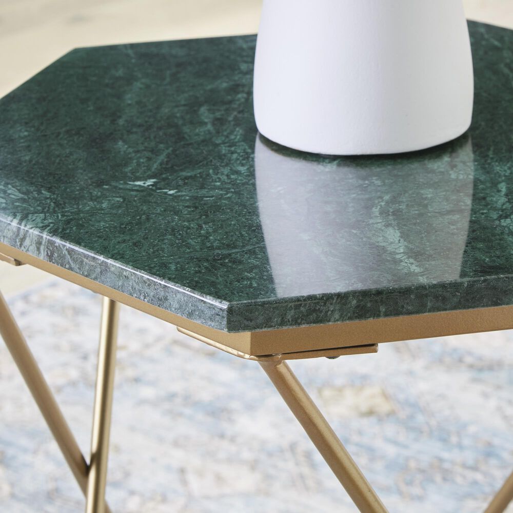 Ashley Engelton Accent Table in Antiqued Gold and Green, , large