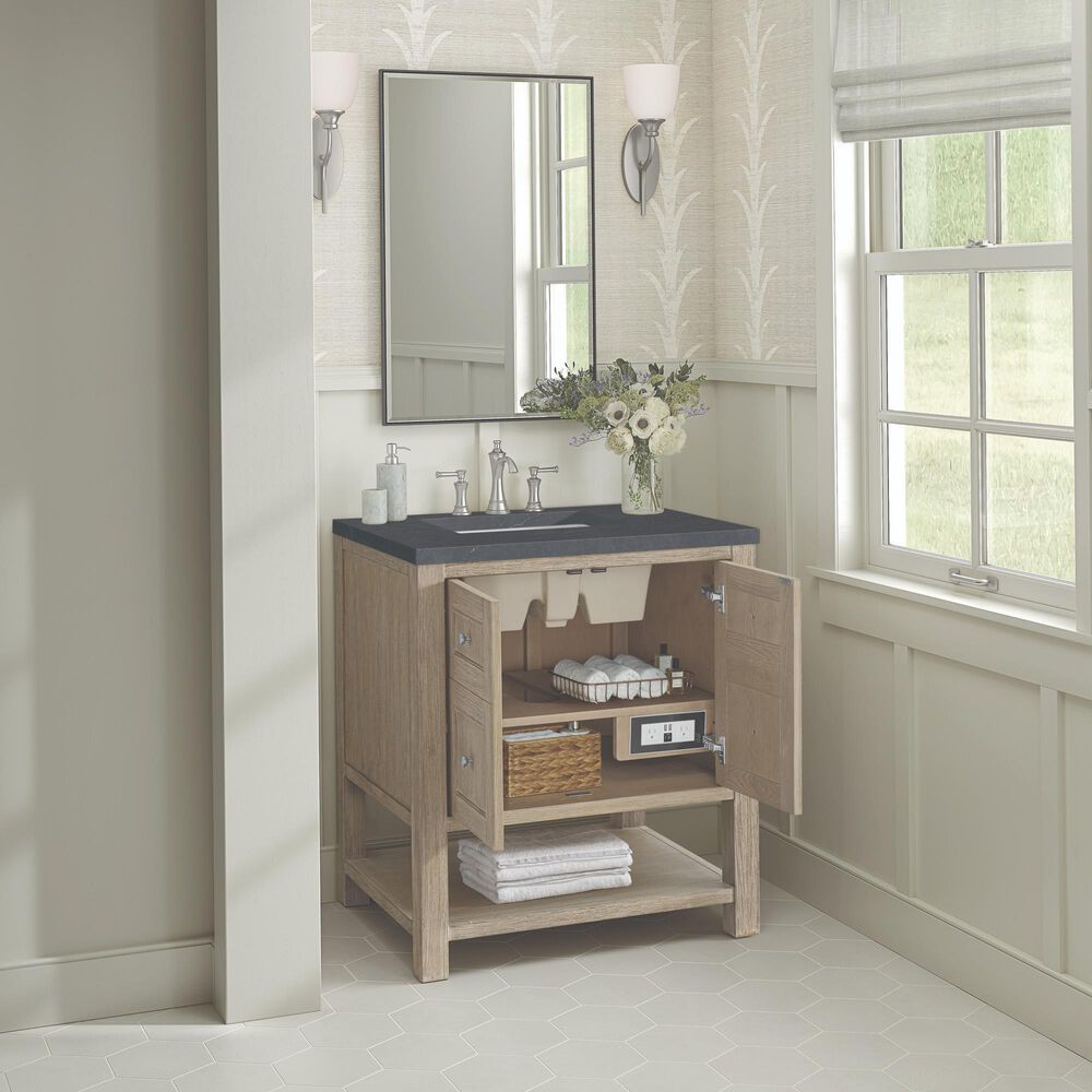 James Martin Vanities Breckenridge 30&quot; Single Vanity, Whitewashed Oak w/ 3 CM Charcoal Soapstone Quartz Top, , large