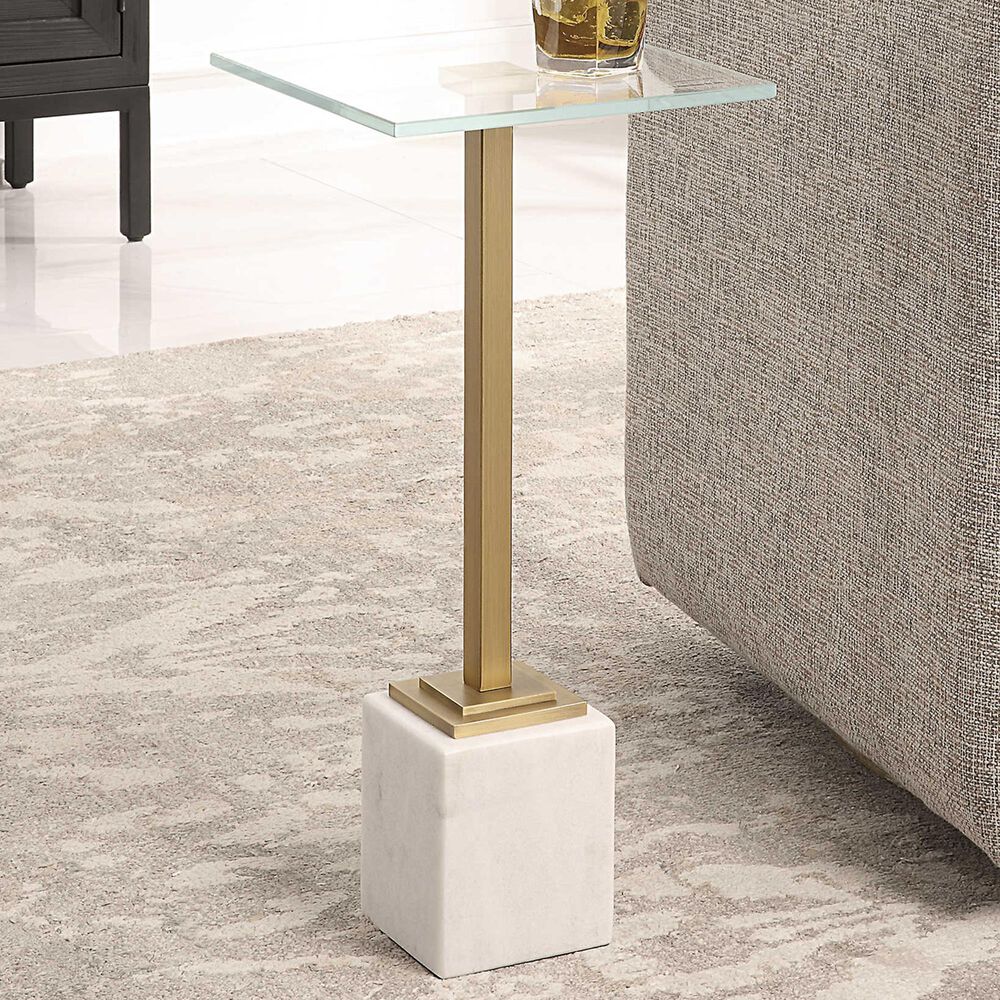Uttermost Martini Table in White and Brass, , large