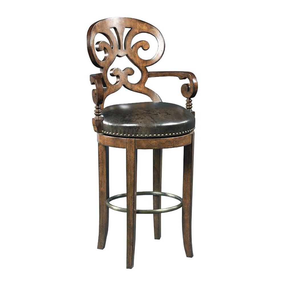 Hooker Furniture Decorator Jameson Leather Barstool with Imperial Regal Seat, , large