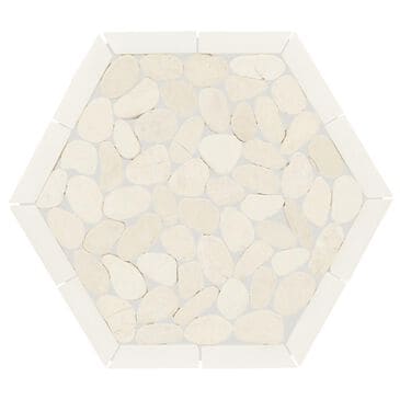 Dal-Tile Pebble Oasis Icicle 12" x 10" Framed Hexagon Natural Stone Mosaic Sheet, , large