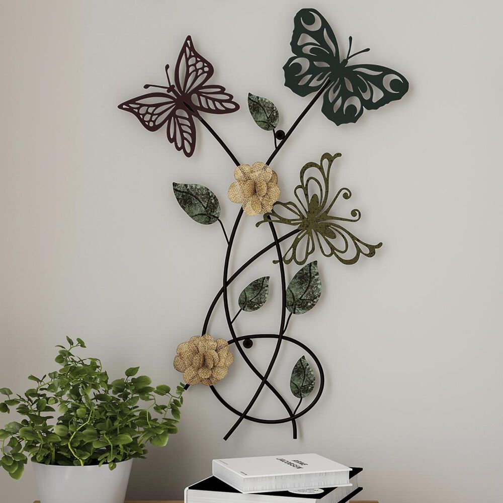 Timberlake Lavish Home Garden Butterfly Metal Art in Distressed Paint, , large