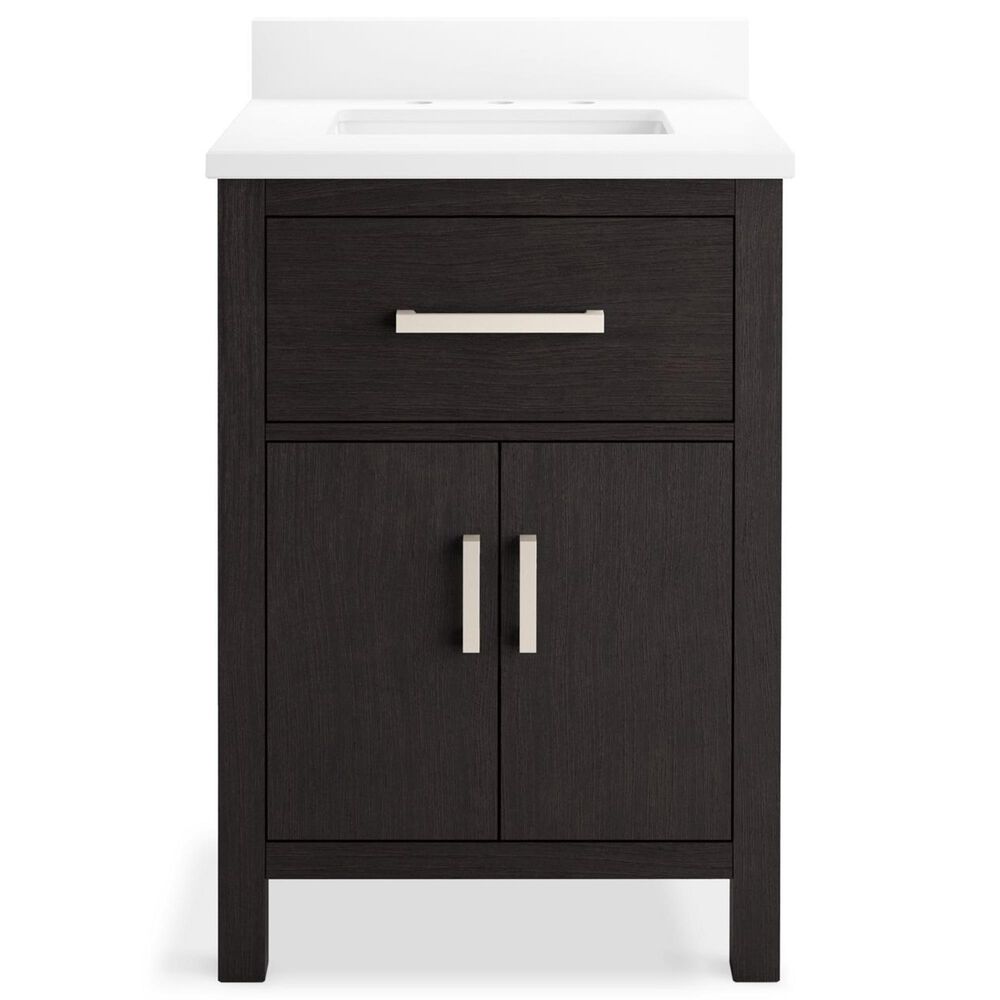 Kohler Kresla 24" Single Bathroom Vanity in Carbon Oak with 3 cm White Quartz Top and Rectangular Sink, , large