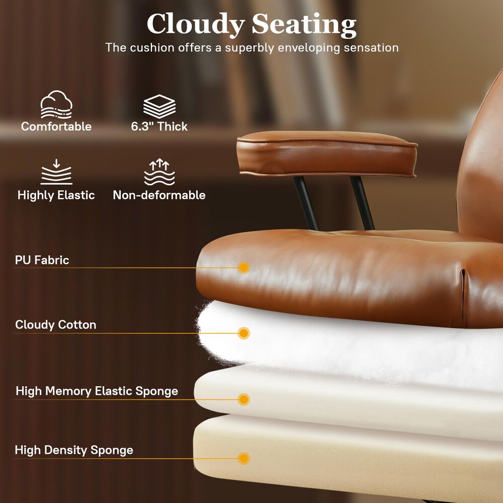 HOMLUX High Back Executive Office Chair with PU Leather in Brown, , large